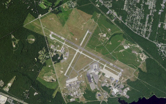 Overhead aerial view of Atlantic City International Airport.