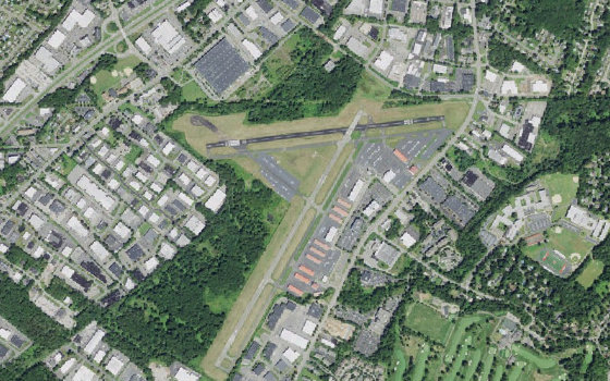 Overhead aerial view of Essex County Airport.