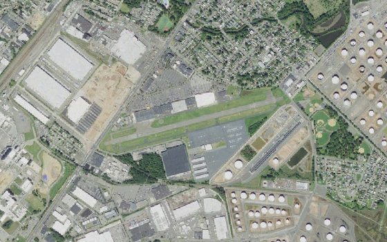Overhead aerial view of Linden Airport.