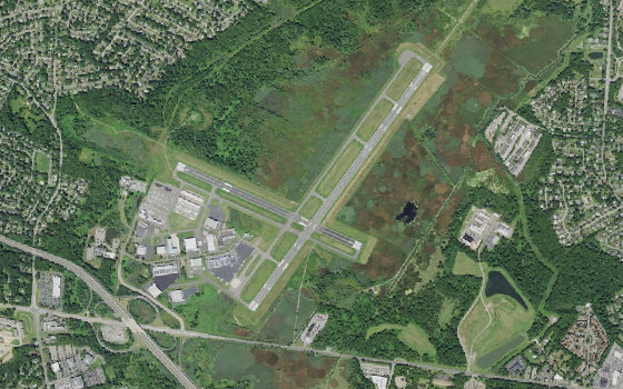 Overhead aerial view of Morristown Municipal Airport.