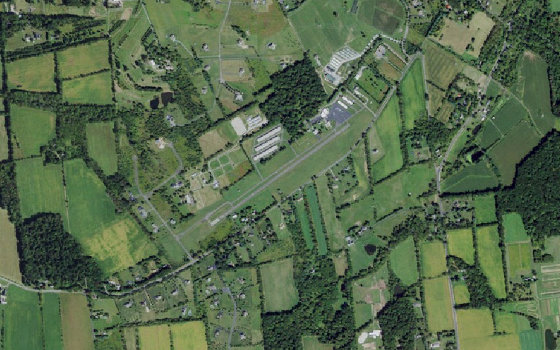 Overhead aerial view of Sky Manor Airport.